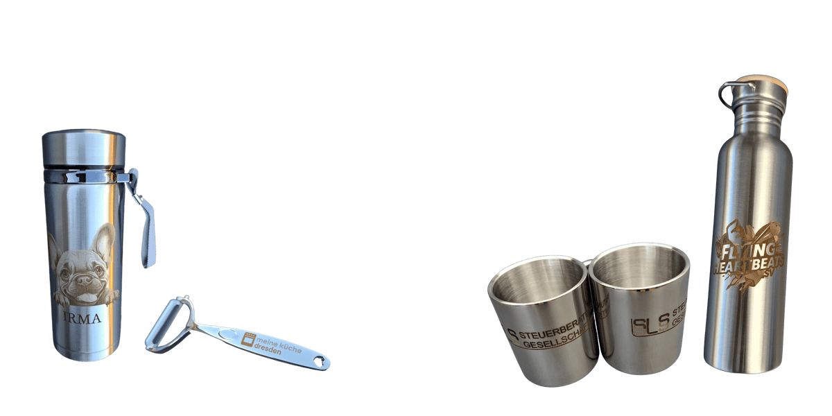 Personalisierte Edelstahlflasche mit Gravur